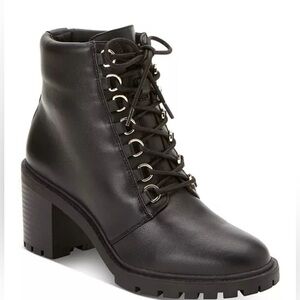 Alfani Buffey Lace-Up Lug Sole Booties- Black, US 9.5m